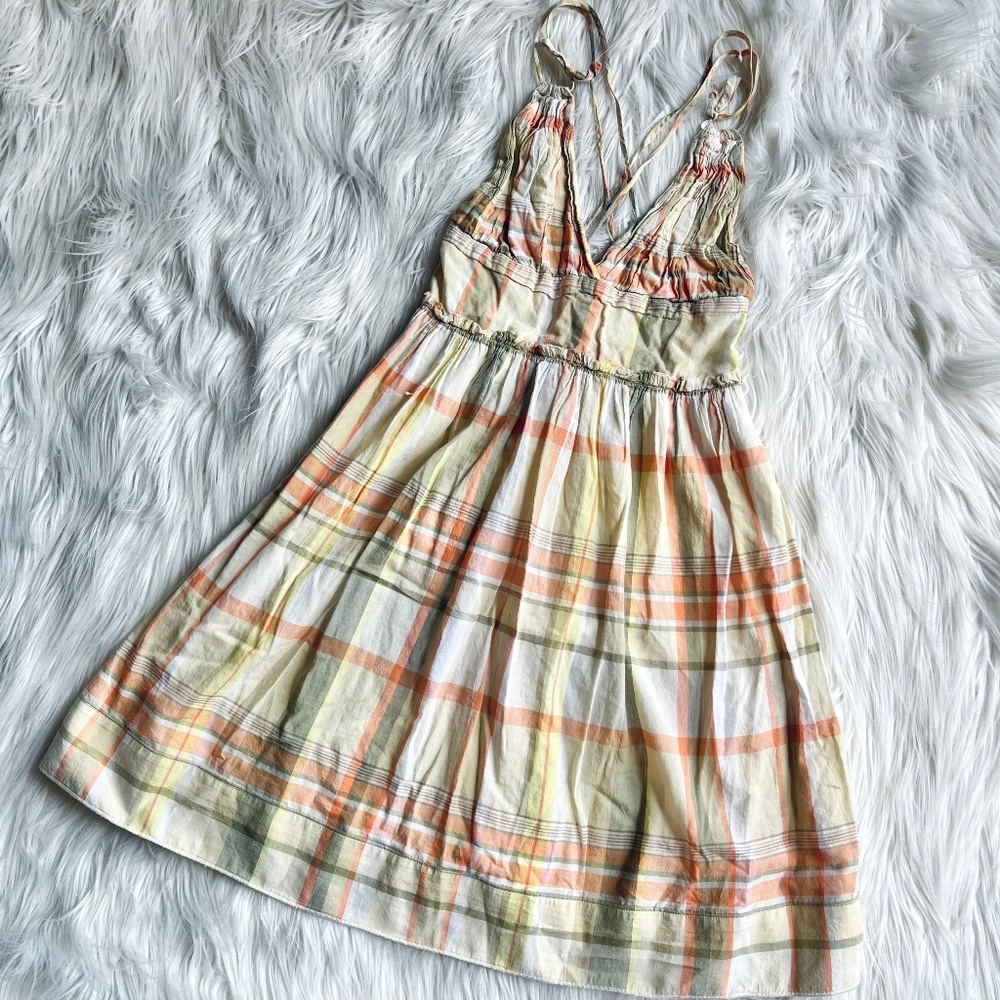 To The Max Yellow Orange Plaid Print Dress